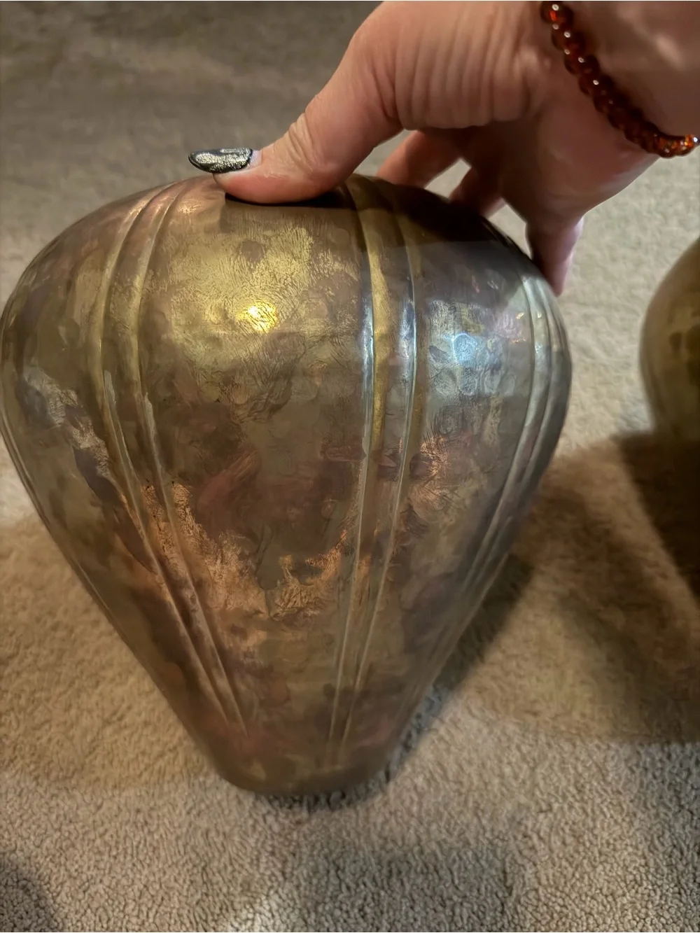 Brass Accent Vase - Gold Decorative Home Accent. Set of 2
